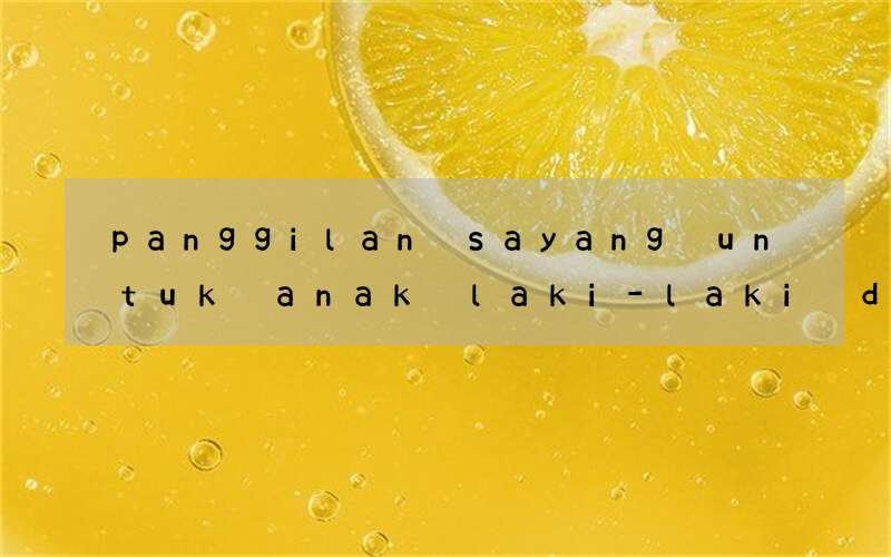 panggilan sayang untuk anak laki-laki dalam bahasa inggris